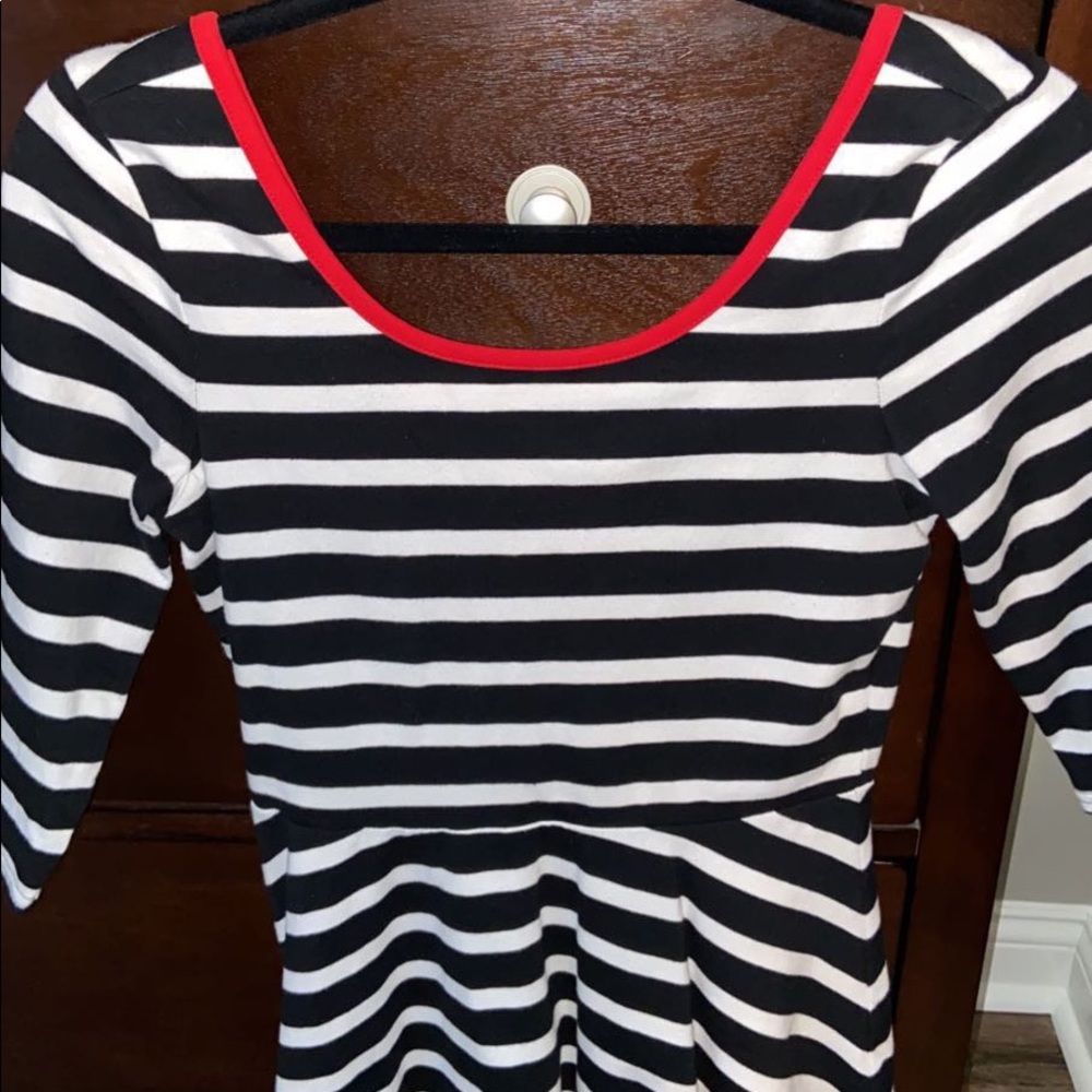 Black and white striped dress